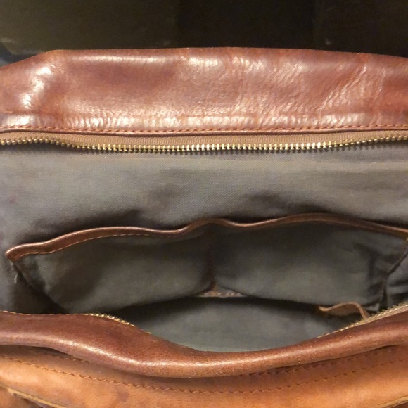 Frye Brown Leather Bag/Satchel 
13"wide x 6"deep across bottom x 10" high - Picture 15 of 16